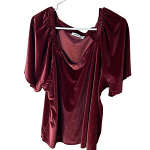 Ricki’s Burgundy Velvet puff sleeve Blouse size XXL